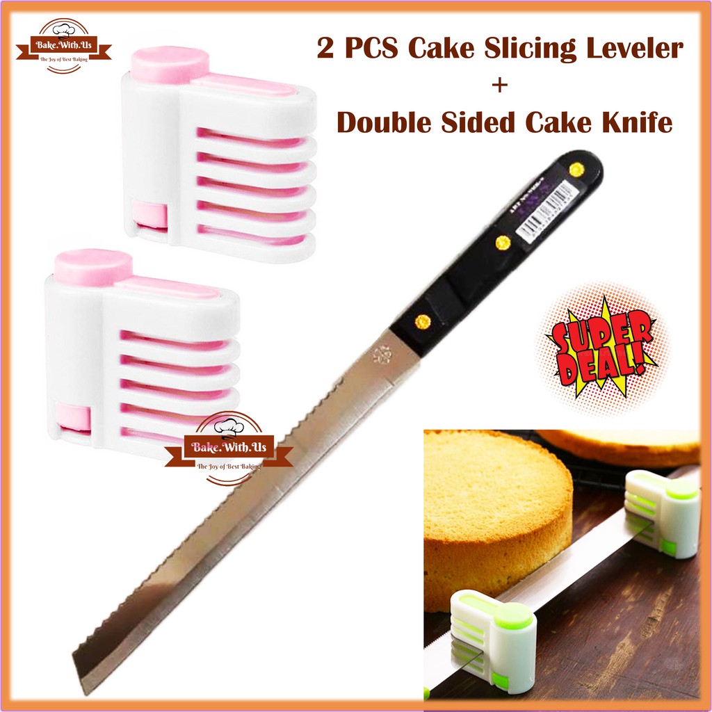 Cake Slicing Leveler Bread Cutter Slicer Double Sided Cake Knife Bread Knife Toast Slicing Knives Cake Slicer Pisau Ro