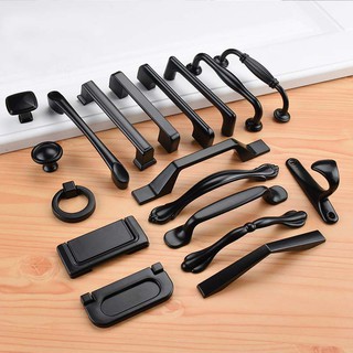 Cabinet Handles Kitchen Cupboard Pulls Drawer Knobs Furniture Handle American Style Black Solid Aluminum Alloy Hardware