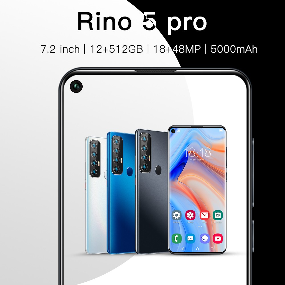 Rino5 Pro Smart Phone 7 2 Inch 12g 512gb 18 48mp Android Dual Sim 5000mah Cellphone Multi Language Support 5g Mobile Phone Shopee Malaysia