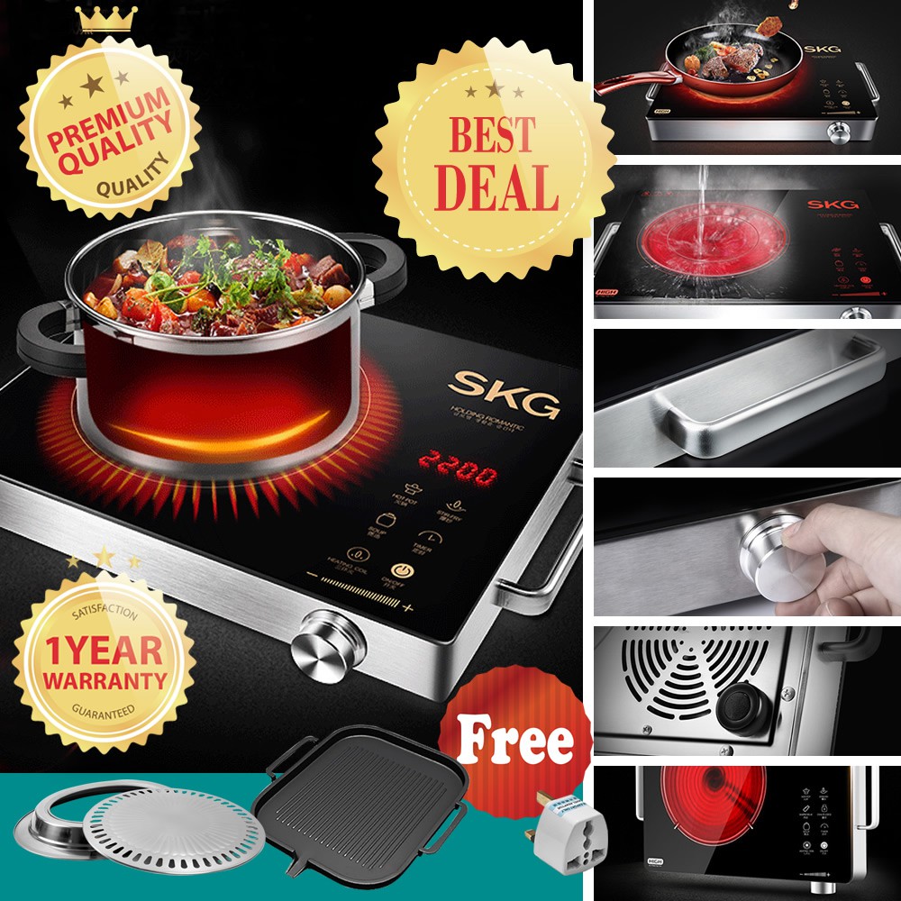 SKG 1601 Portable Induction Cooktop induction stove, 2200W Induction Cooker, Smart Touch Sensor Electric Ceramic Cooker