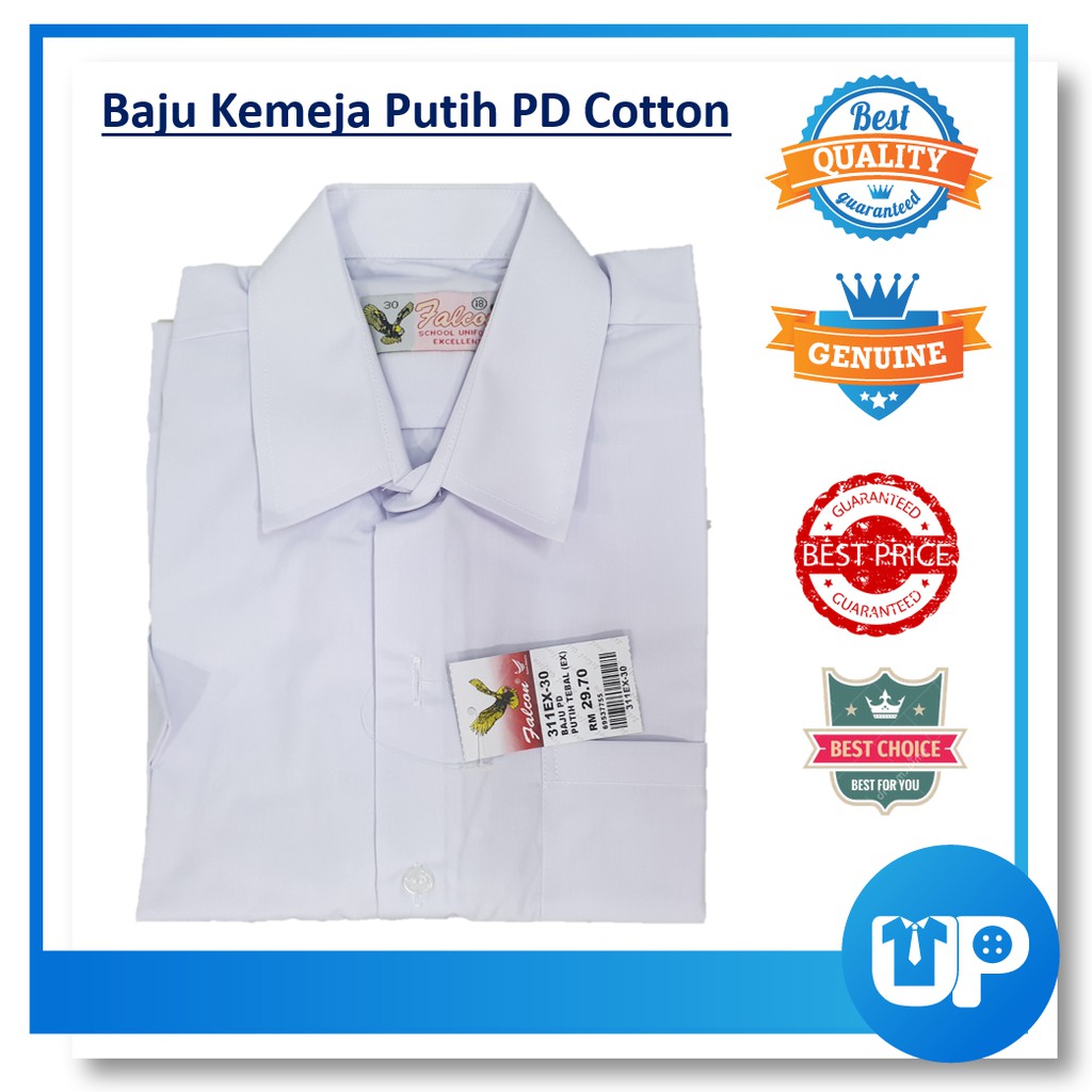 Falcon 311EX Baju  Kemeja  Putih  Lengan Pendek Cotton Tebal 