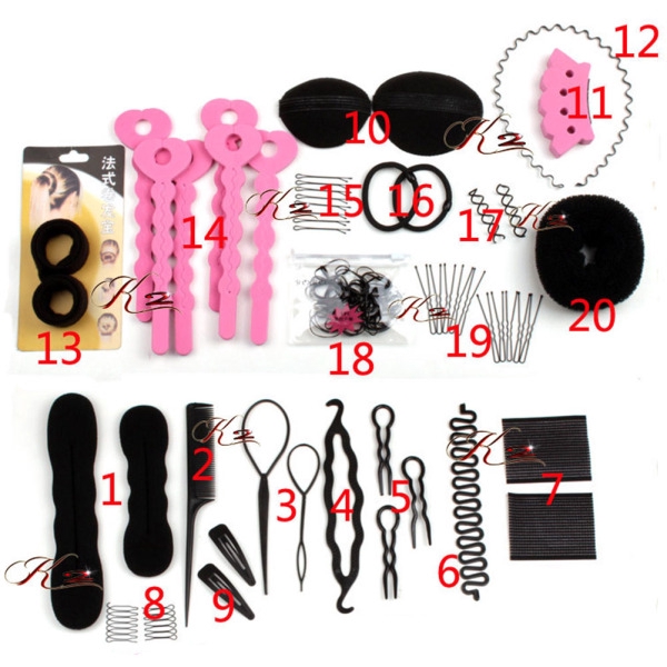 20 Pcs Set Hair Styling Tools Set Magic Hair Bun Clip Maker