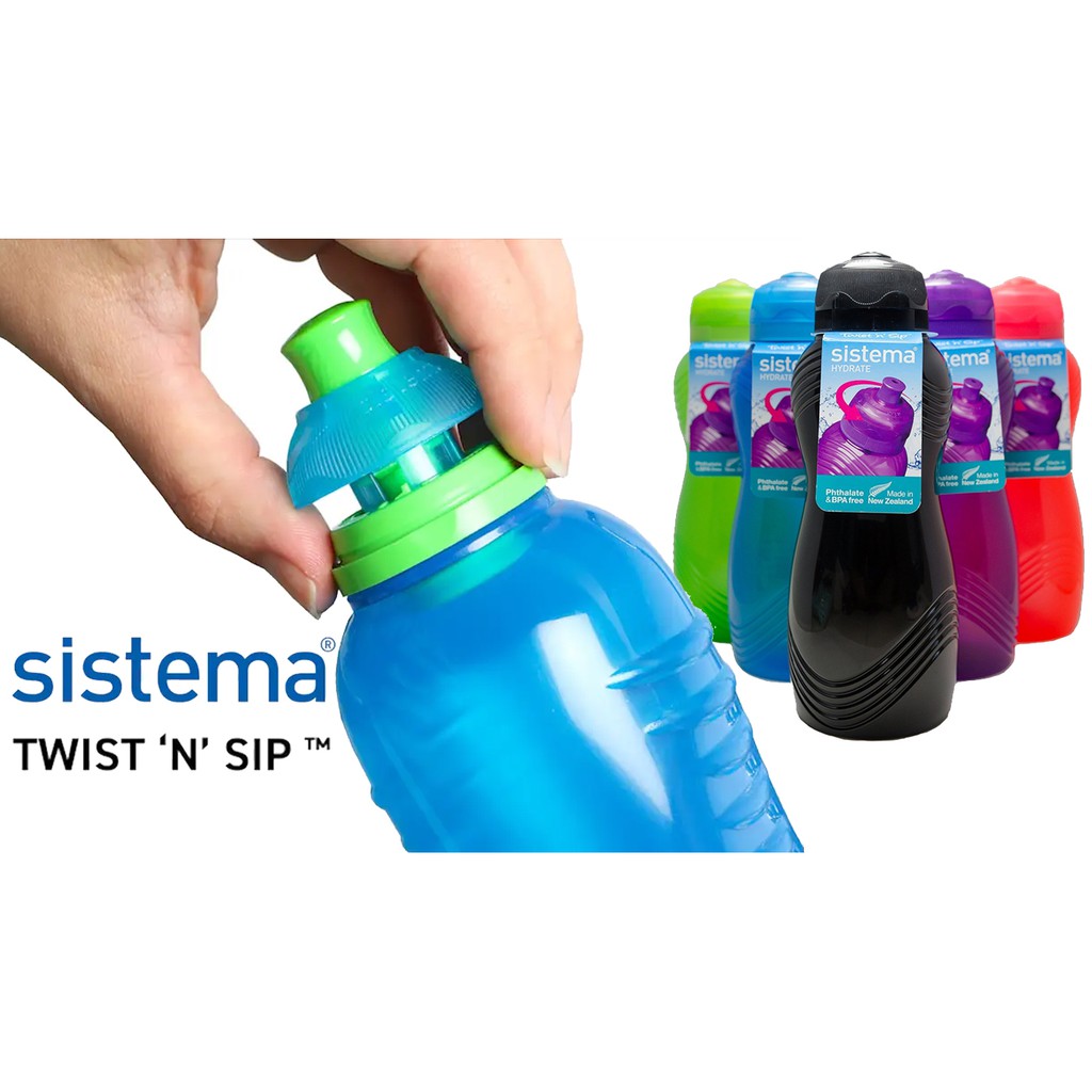 Drinks Sports Gym Water Bottle Sistema Twist N Sip 800ML Gripper Yoga BPA Free 