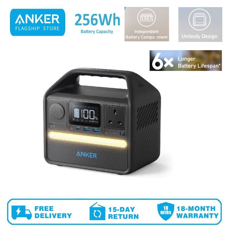 Anker A1720 Portable 521 Power Station, 256Wh, 200W 5Port Powerhouse