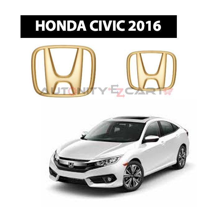 Honda H Logo - GOLD Emblem - 1 Set (Front u0026 Rear) Honda Civic 2016 