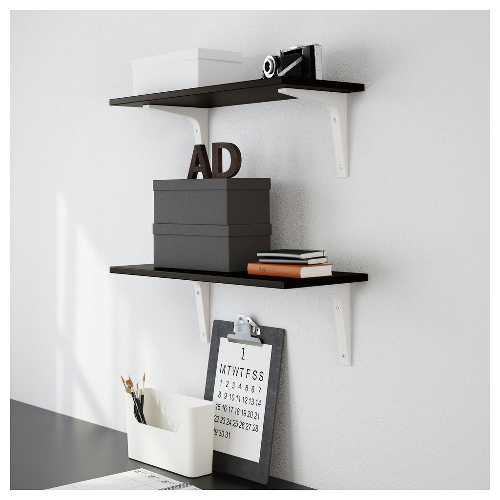 IKEA EKBY LAIVA Shelf, black-brown/birch-effect (NO BRACKETS) | Shopee ...