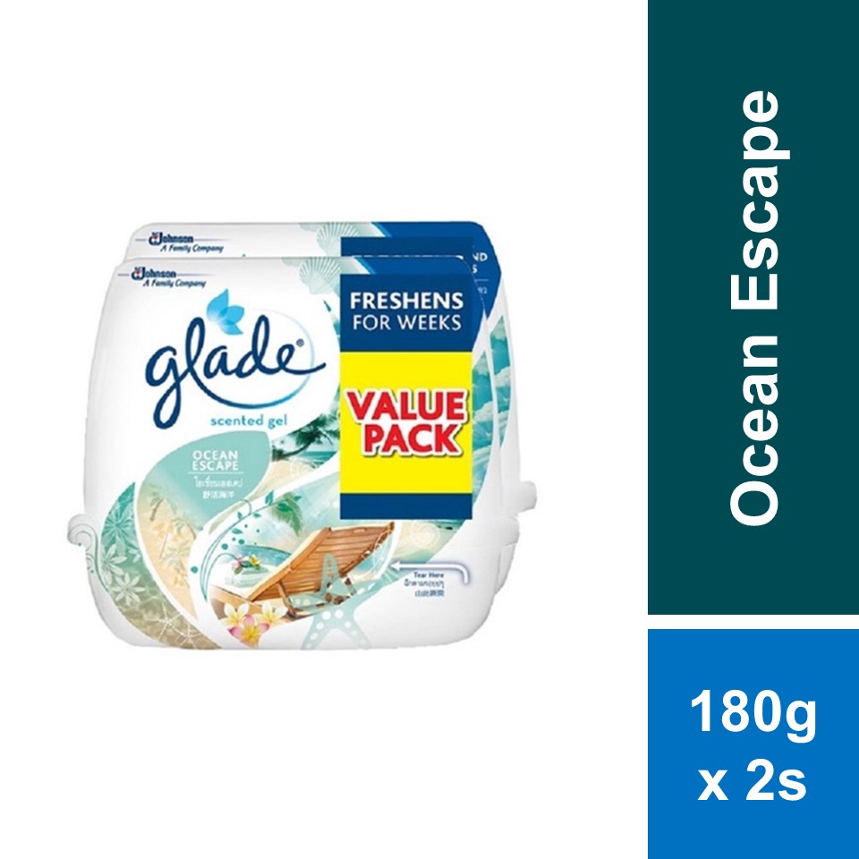 Glade Scented Gel Ocean Escape 180g x 2 (Twin Pack)