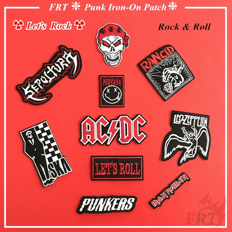 ☸ Punk.Rock & Roll - Let's Rock Patch ☸ 1Pc DIY Sew on Iron on Badges Patches Apparel Appliques