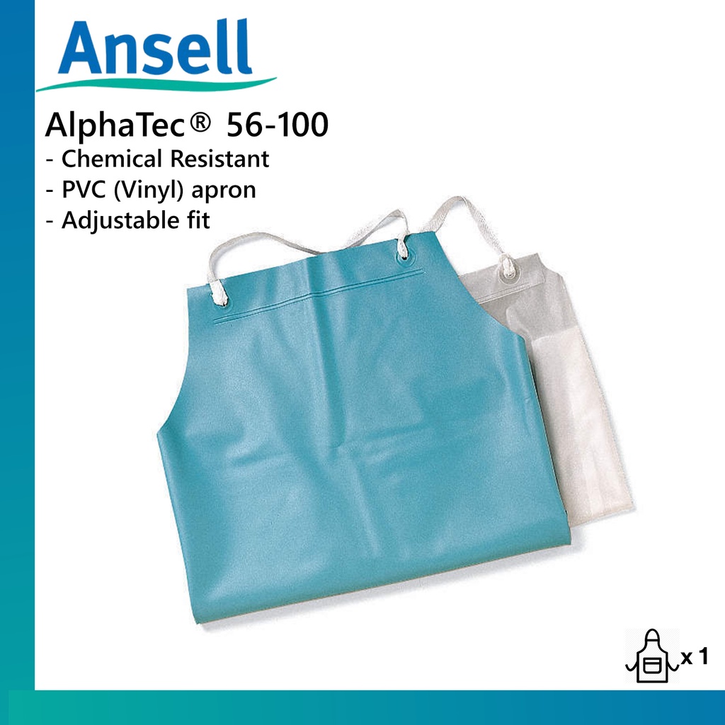 ANSELL AlphaTec® 56100 Heavy Duty PVC (Vinyl) Aprons/ Chemical Resistant/ Green Color Shopee