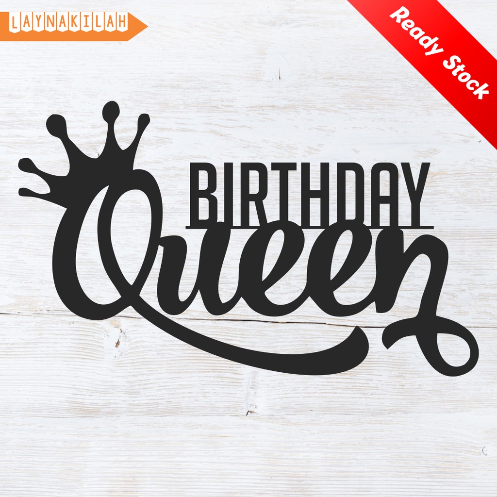 "Birthday Queen" Glitter Cardstock Cake Topper Various Colors with
