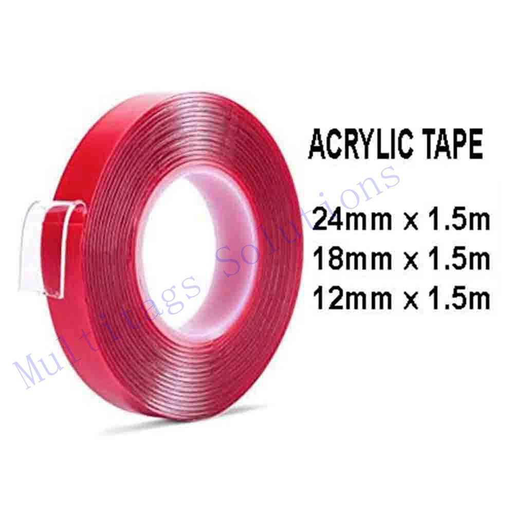 Super Strong Acrylic Tape 12 18 24mm X 1 5m Heavy Duty Strong Double Sided Acrylic Foam Tape Clear Shopee Malaysia