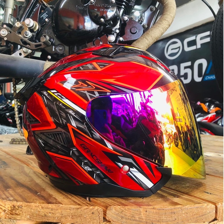 Gracshaw Gennex G535 Kaisar Yamaha Y15ZR Y16ZR Glossy Red Double Visor ...