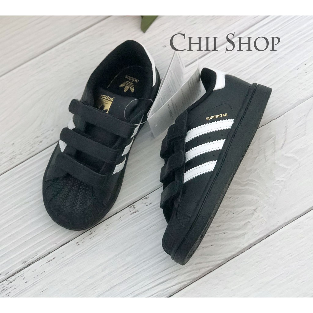 Korea Adidas Superstar Foundation Cf Kids Shoes Gold Standard Black Devil  Sticky | Shopee Malaysia