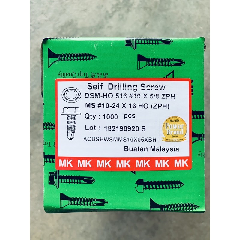 [mk] Ds Ho 516 Self Drilling Screw Besi Bumbung 10 X 5 8 And 1 Shopee