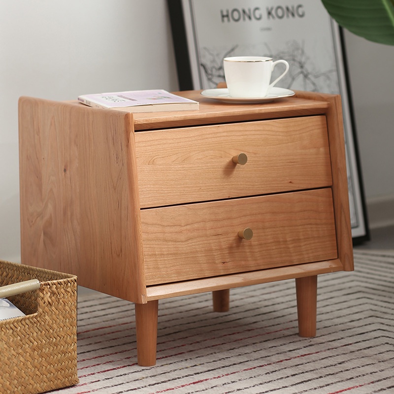Bedstand and cherry bedside table Nordic solid wood modern bedroom