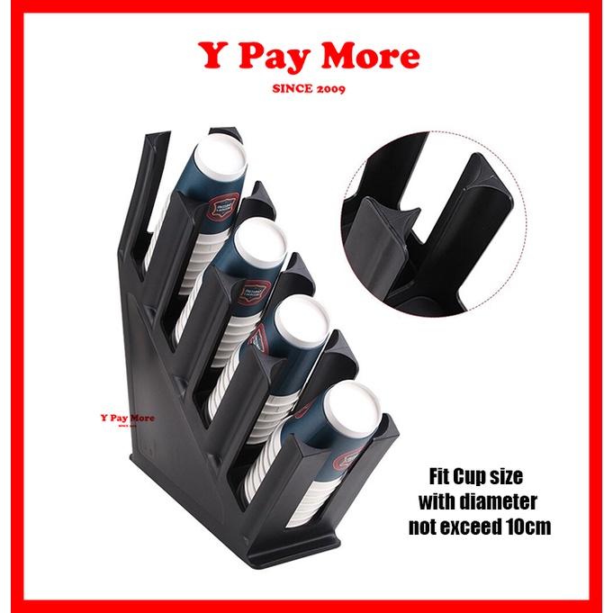 4 Compartments Plastic Cup Holder Rack Counter Top Organizer Coffee Cup