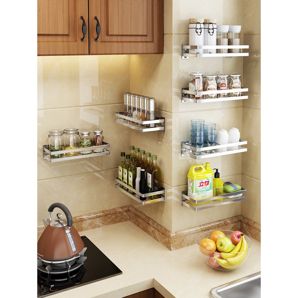 Punch Free Stainless Steel Kitchen Rack Wall Mounted Kitchen Spice