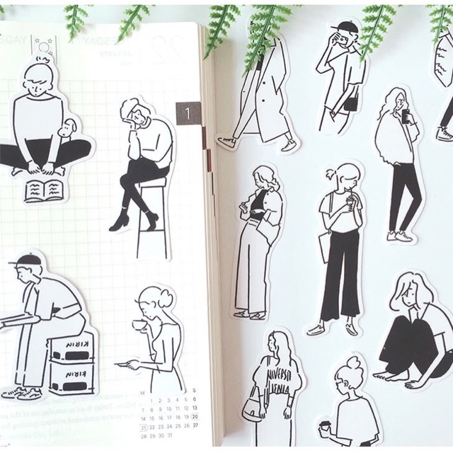 Sticker pack: minimalist life- staying alone 15pcs/pack vintage planner ...