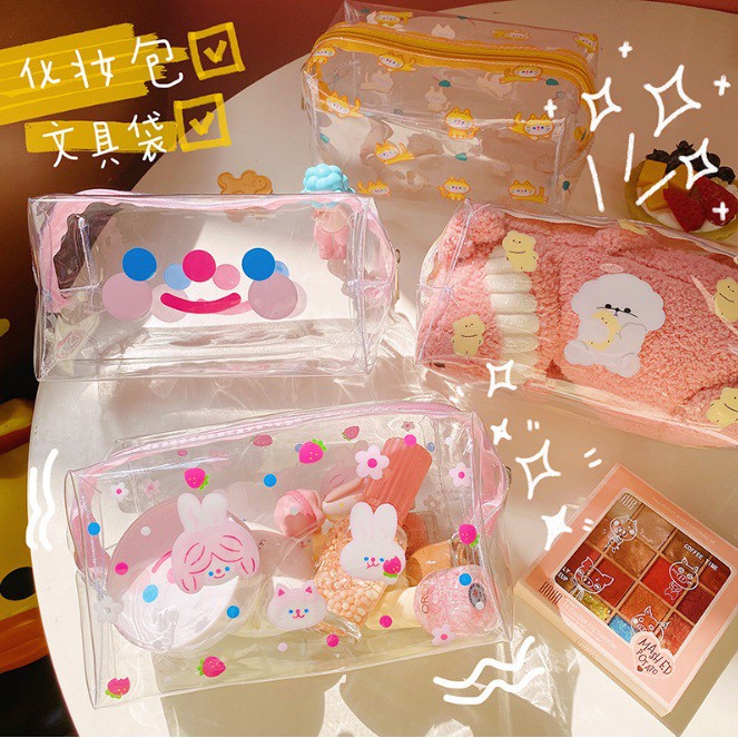 Ins Korean Cute Transparent Pencil Case Cosmetics Makeup Pouch Toiletries  Bag 日系创意卡通ins风网红透明大容量笔袋化妆包防水收纳包| Shopee Malaysia