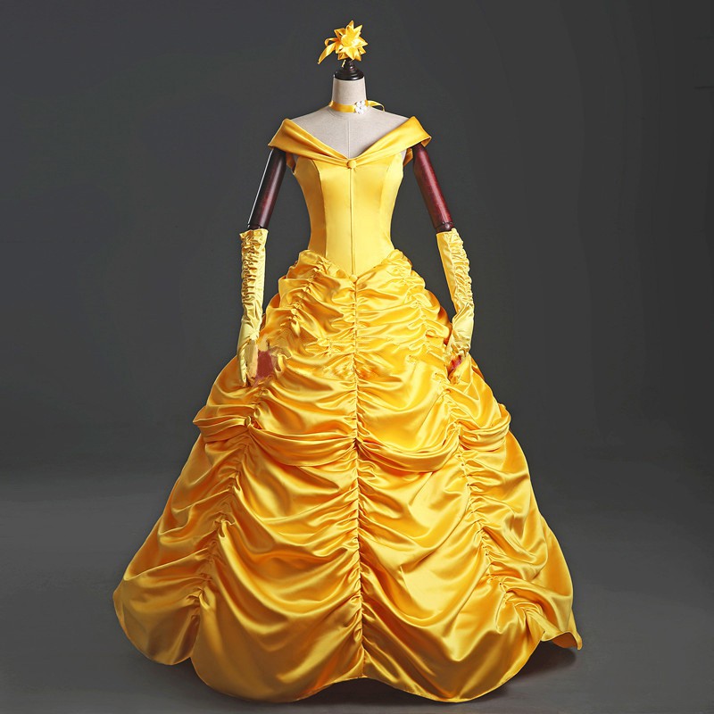 New Beauty And The Beast Costume Ball Dress Cartoon Belle Yellow Cosplay Costume Shopee Malaysia