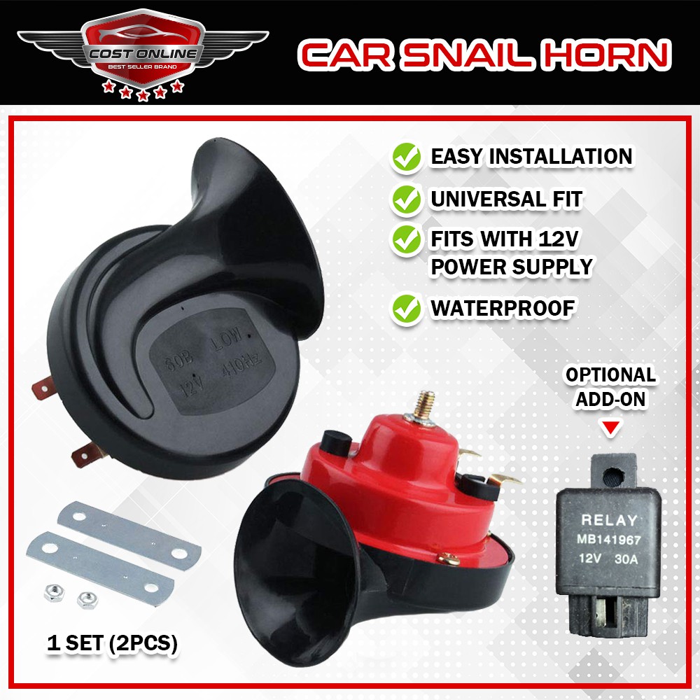 【Car Horn】OEM Car / Motorcycle Type R Twin Tone Snail Bm Horn 12v(2 Pcs)