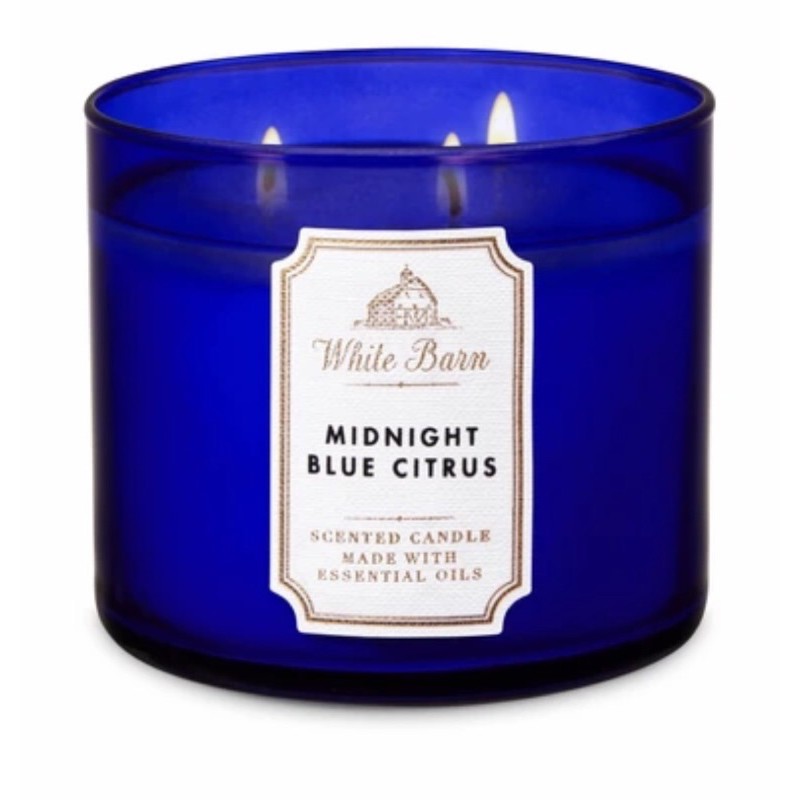 Bath & Body Works Large Candle MIDNIGHT BLUE CITRUS 3Wick Candle 14.5
