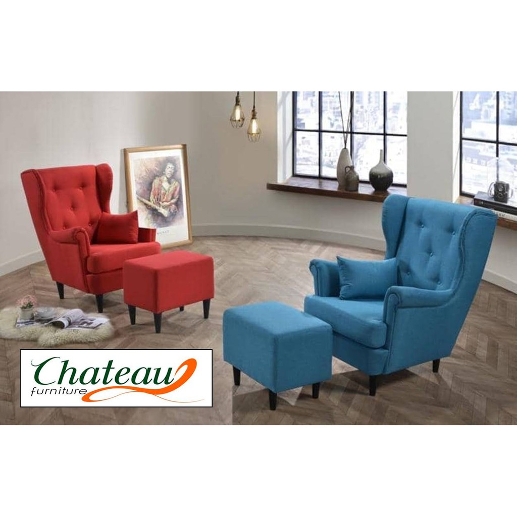 [LIMITED STOCK!] Chateau Wing Chair /Vintage Lounge Chair w Stool (Lazy Chair/ Wing Chair / Arm Chair/ Relaxing Chair)