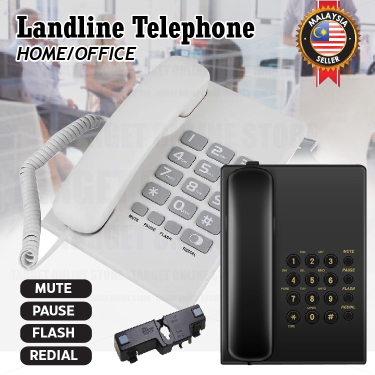Wired Corded Wall Hanging Landline Telephone Loud Volume Redial Mute
