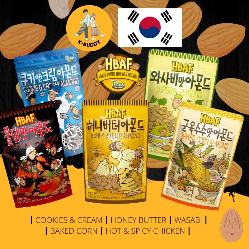[KOREA] 130g Tom's Farm HBAF Honey Butter Almond Wasabi Almond Cookies