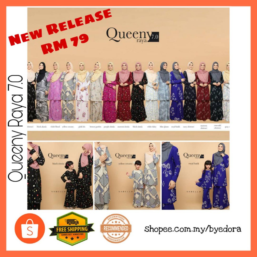  SABELLA  QUEENY RAYA batch 7 0 Kurung Ironless Murah  Baju  