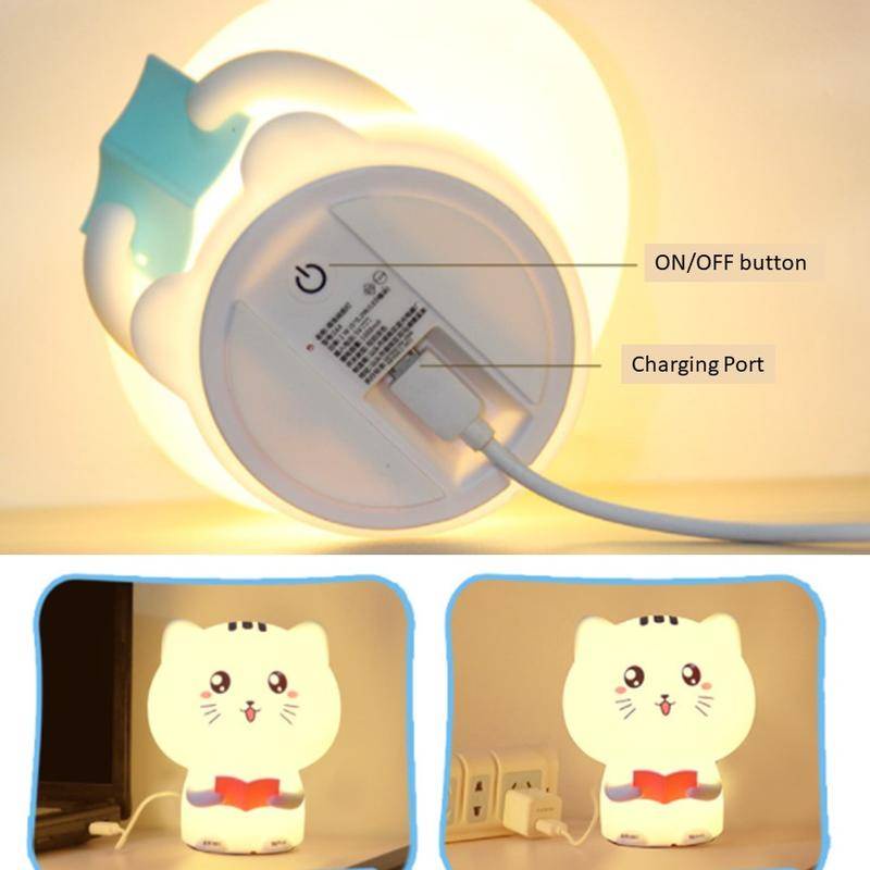 Voice Recording Cute Cat Table Night Lamp for Children Lampu Budak