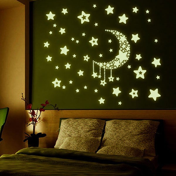 Moon Stars Home Ceiling Window Wall Stickers Glowing In Dark