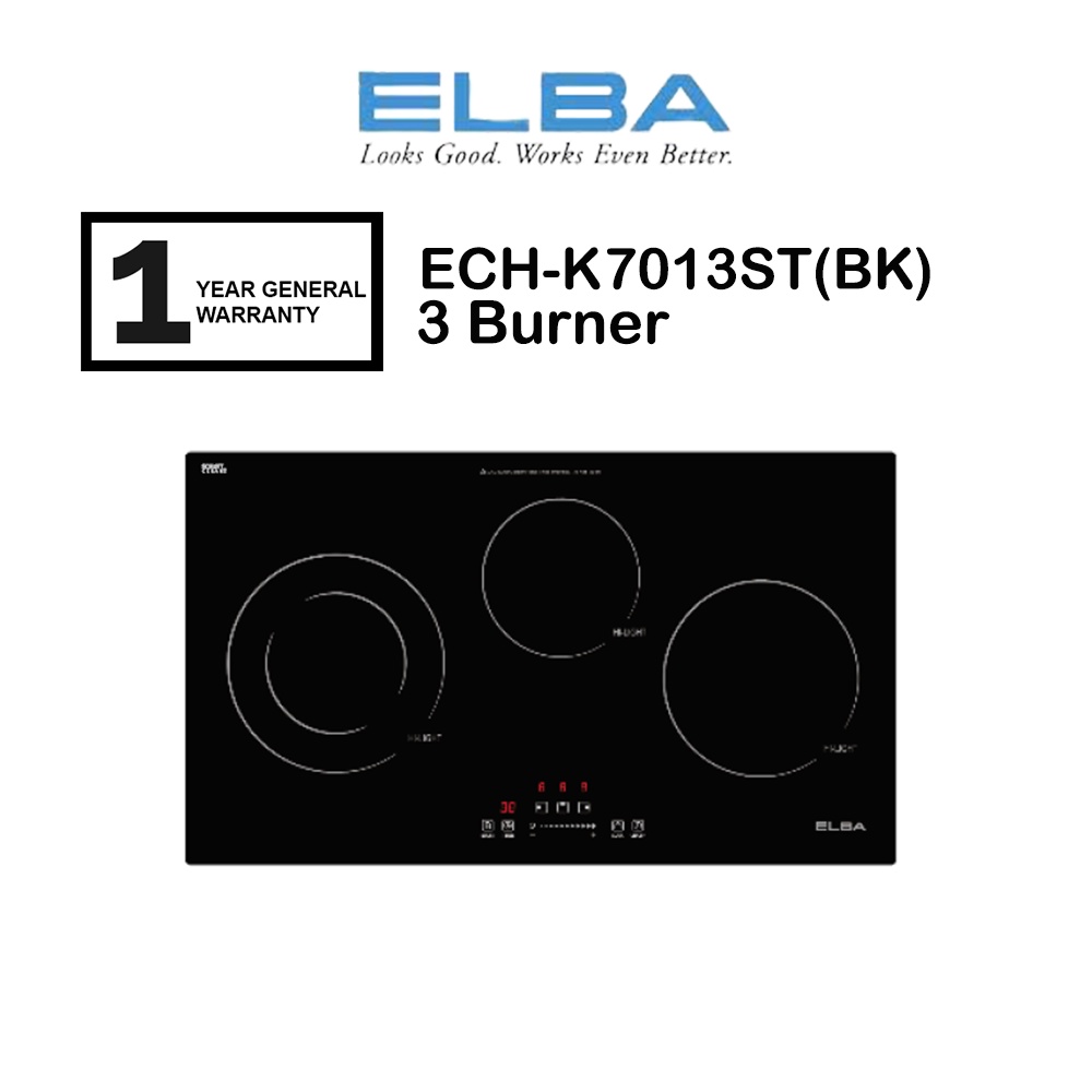 ELBA 3 burner Builtin Ceramic Hob ECHK7013ST(BK) / ECHK7013STBK