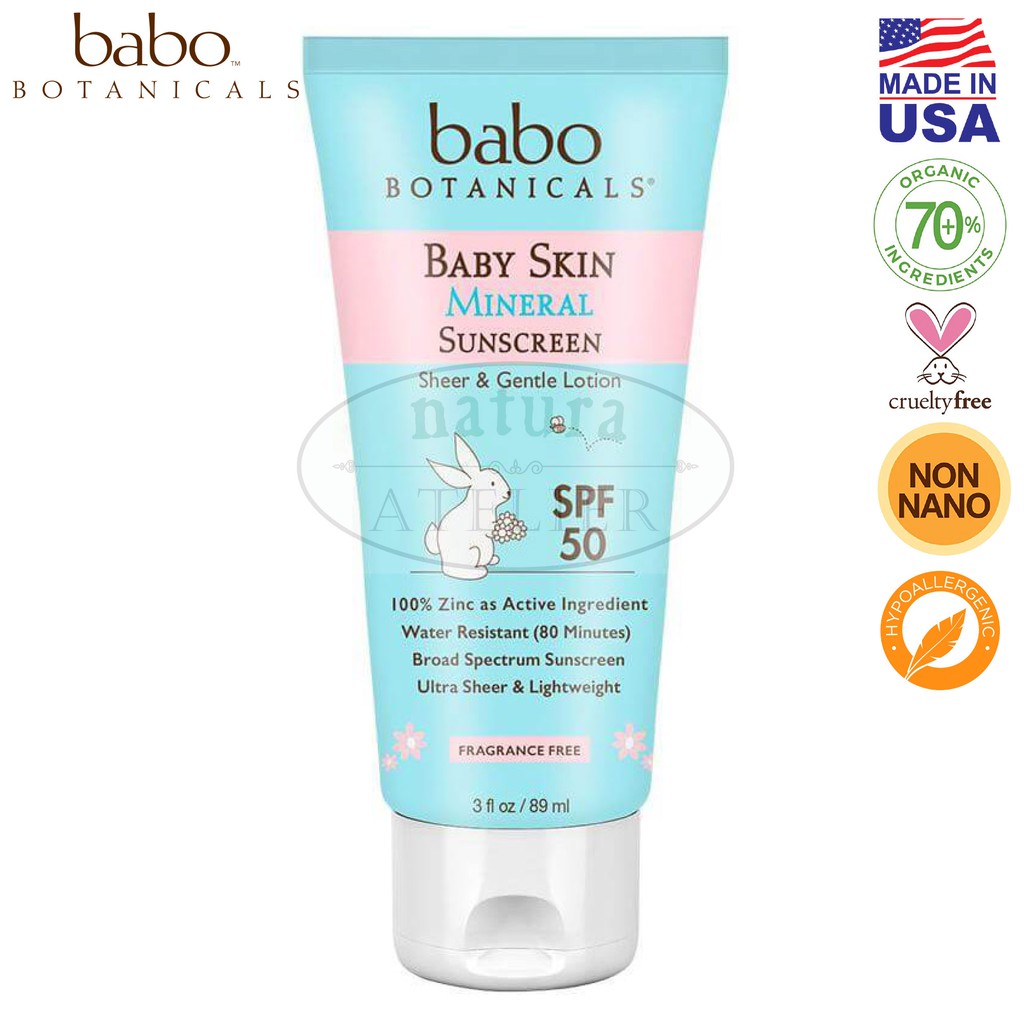 Babo Botanicals, Baby Skin Mineral Sunscreen, SPF 50, Fragrance Free,  Hypoallergenic, 3oz / 89ml | Shopee Malaysia