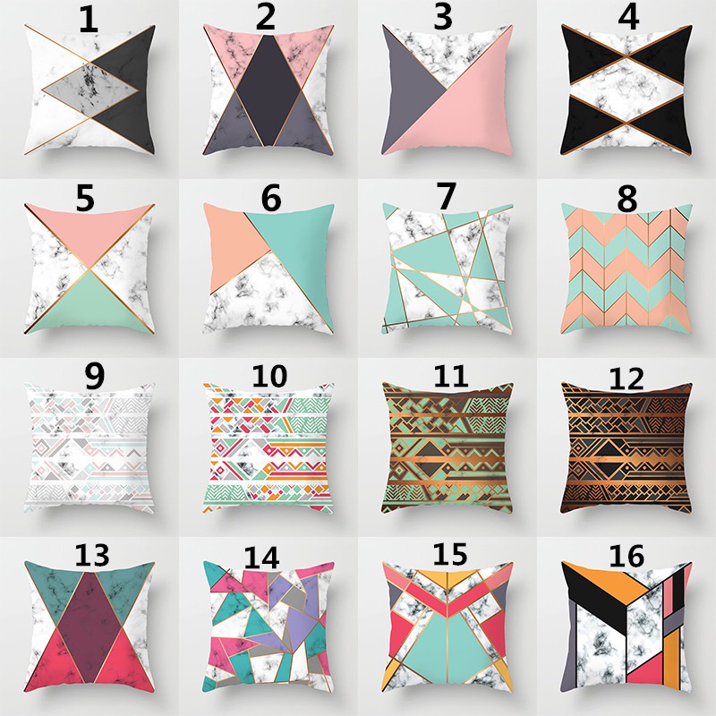 Marble Pillow Case Geometric Polyester Throw Pillows Decorative