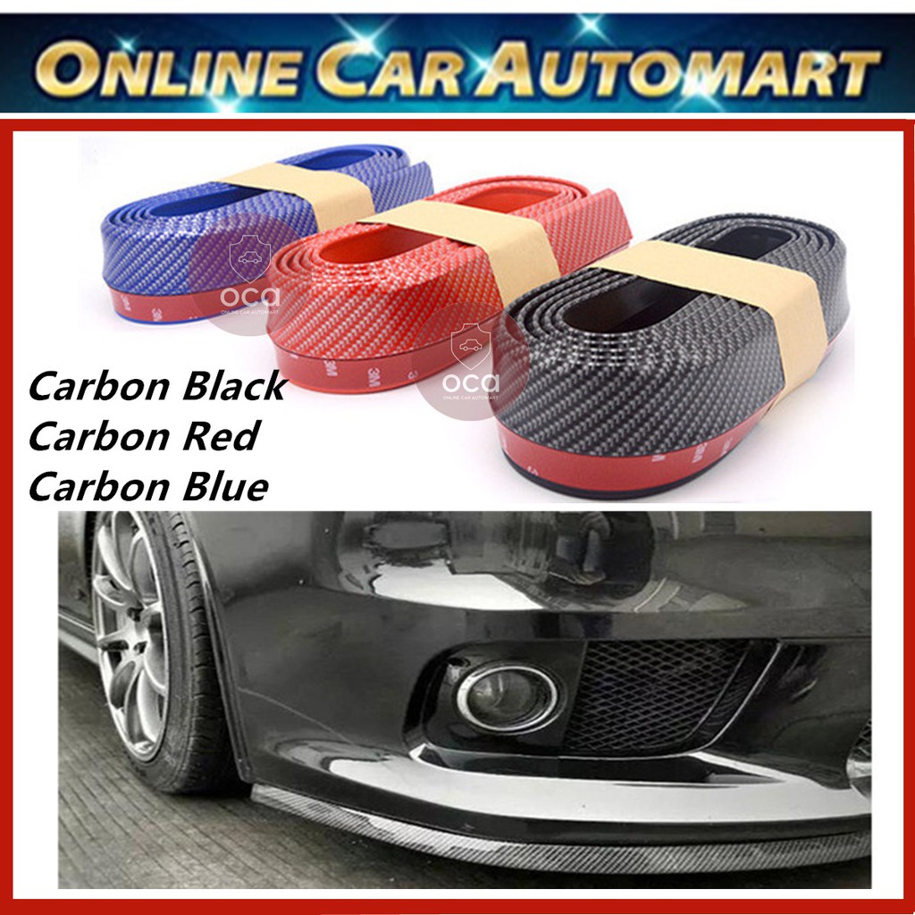 Samurai Skirt CARBON FIBER Look 3M Length Lip Universal Car Front Lip