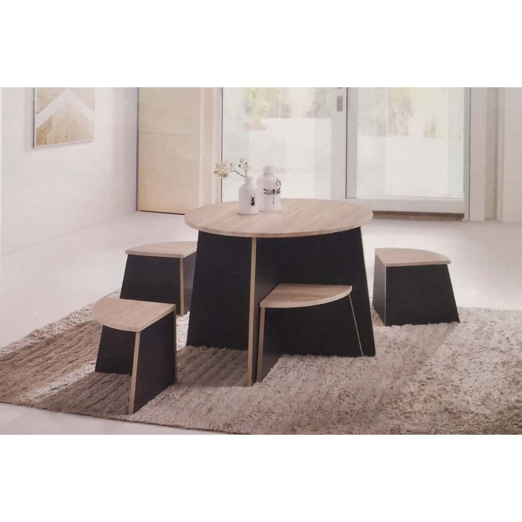 RoundHanaGrey Children Dining Table + Dining Chairs SET ( 1 Table + 4