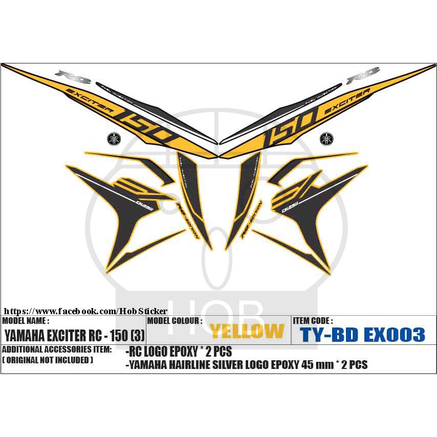 Yamaha Y15zr Exciter Rc 3 Sticker Lc150 Stripe Shopee Malaysia