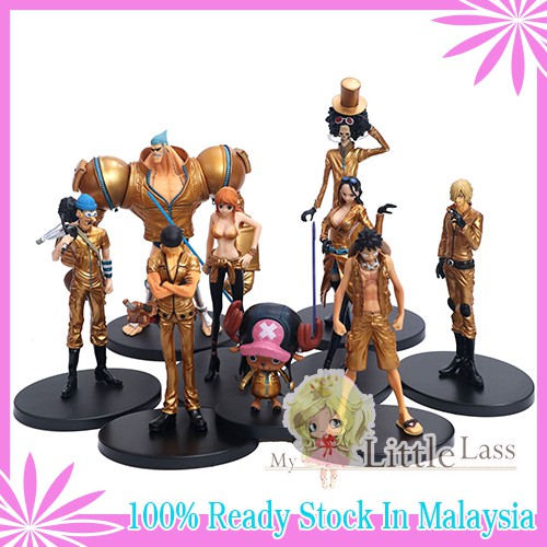 9pcs Gold Collection Anime One Piece Film Gold Ver Luffy Chopper Brook Zoro Sanji Nami Franky Pvc Action Figure Toy