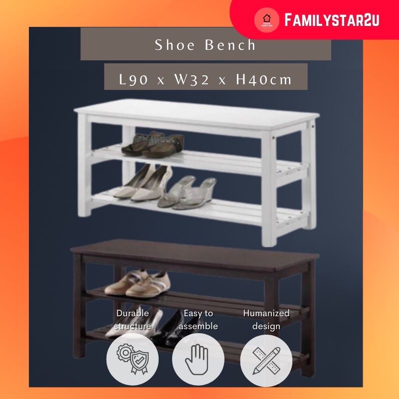 ️familystar2u - 3ft Full Solid Bench with 2 tiers Shoes Rack/Bench dgn ...