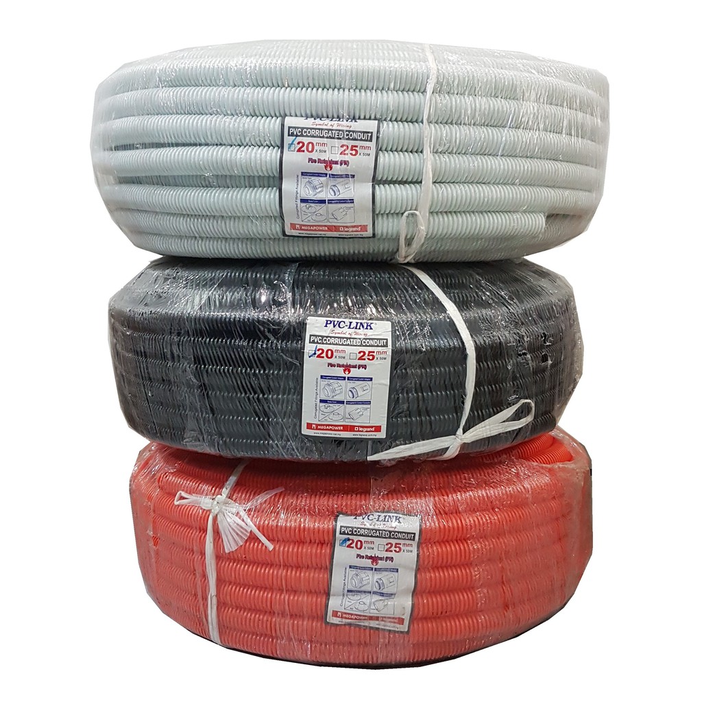 PVCLINK 20mm PVC Corrugated Conduit Fire Retardant(FR) (White/ Black/ Orange) Shopee Malaysia
