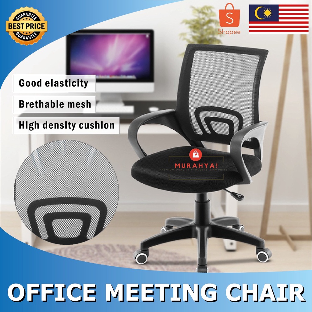 Office Meeting Chair Kerusi Pejabat Ergonomic Design Mesh Chair ...