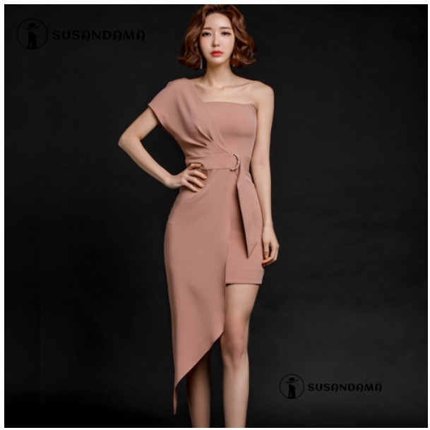 irregular wrap bodycon dress