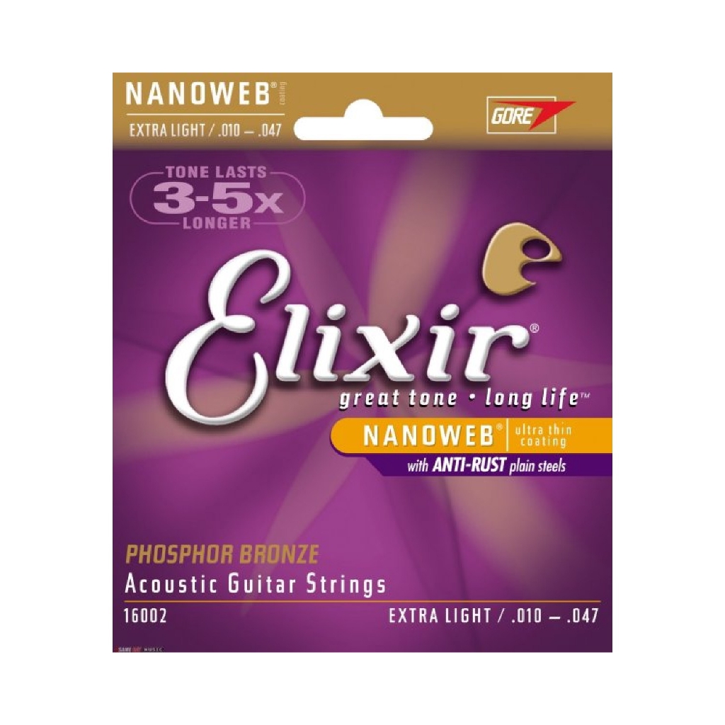 Elixir 16002 Acoustic Guitar String (010047) PhosBronze NANOWEB