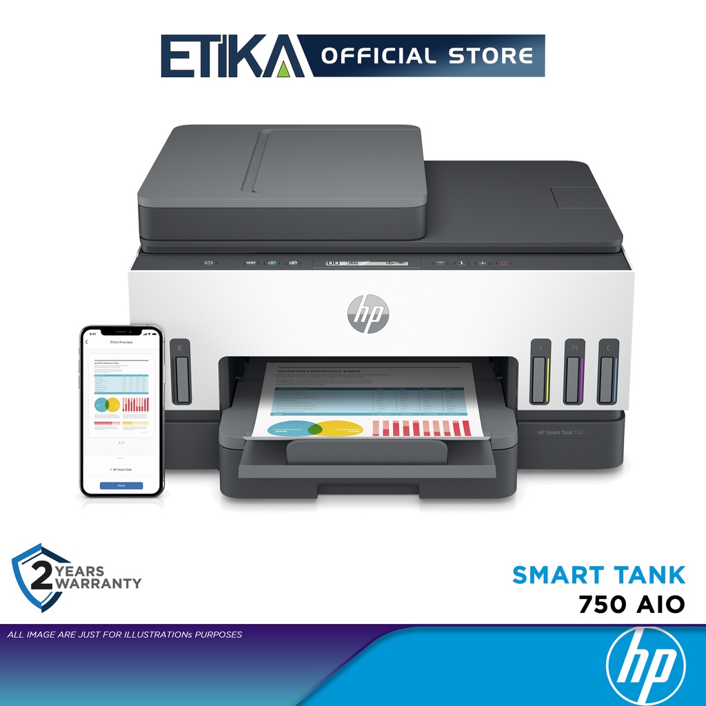 Hp Smart Tank 750 All In One Wireless Inkject Printer Print Scan And Copy 6uu47a Shopee 2603