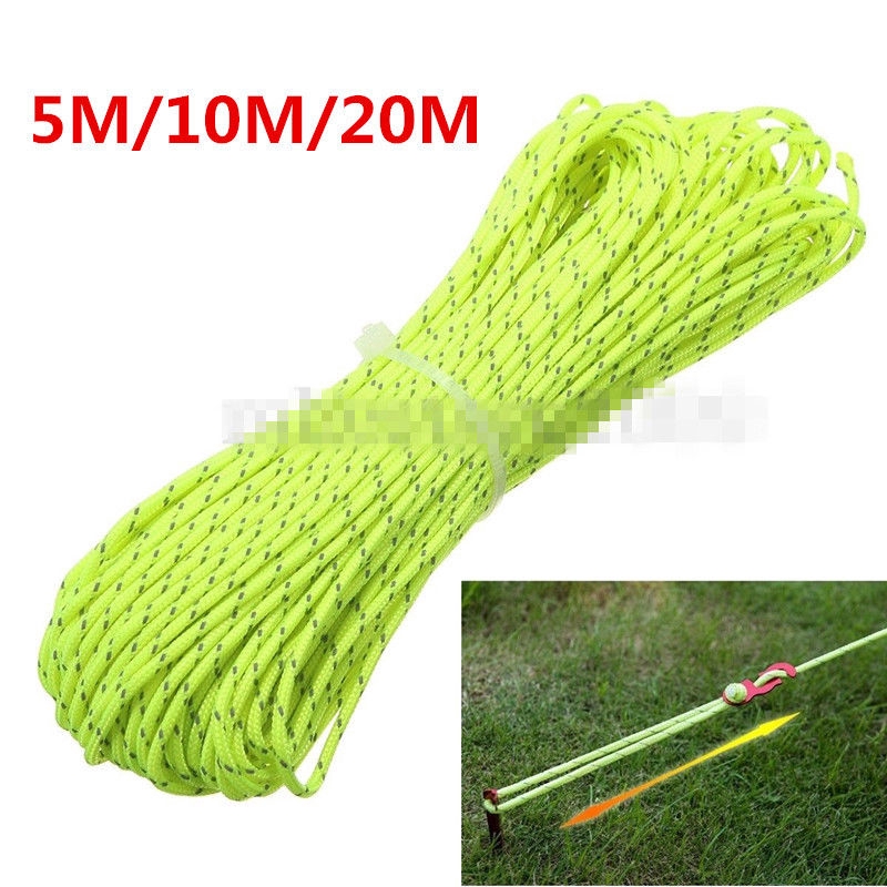 4MM Reflective Outdoor Camping Tarp Tent Rope Runners Cord Paracord 5M 10M 20M