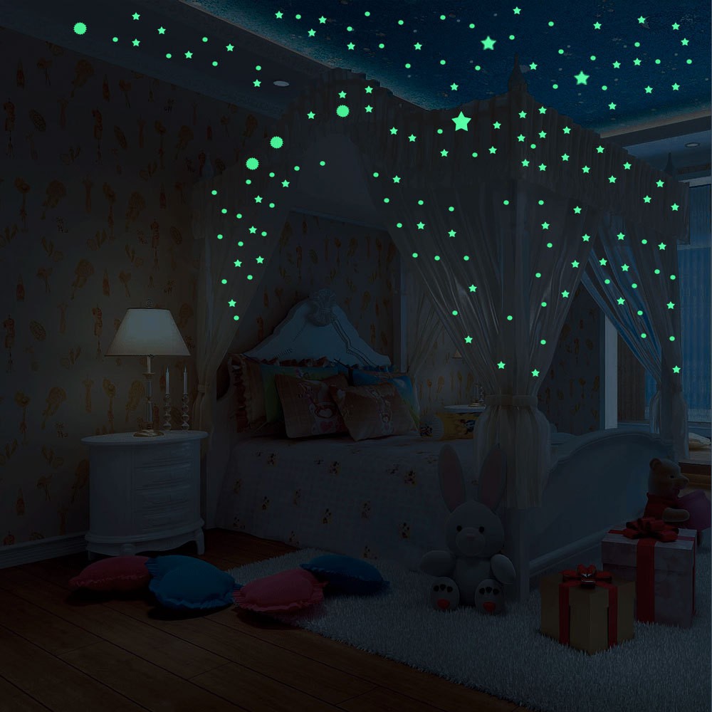 Glow In Dark Wall Ceiling Moon Stars Stickers Wall Stickers Night
