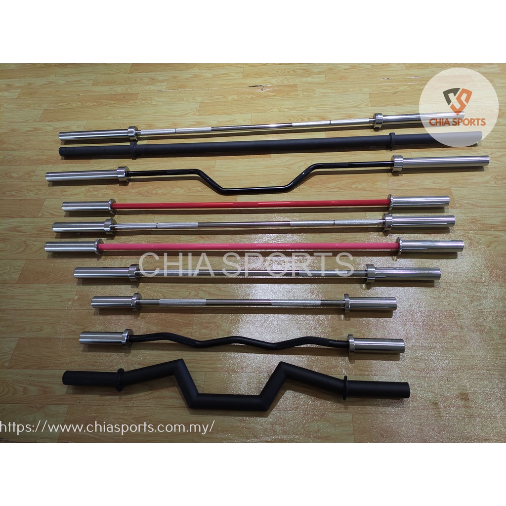 Olympic Barbell EZ Barbell Curl Axle Fat Grip Straight Bar Cambered