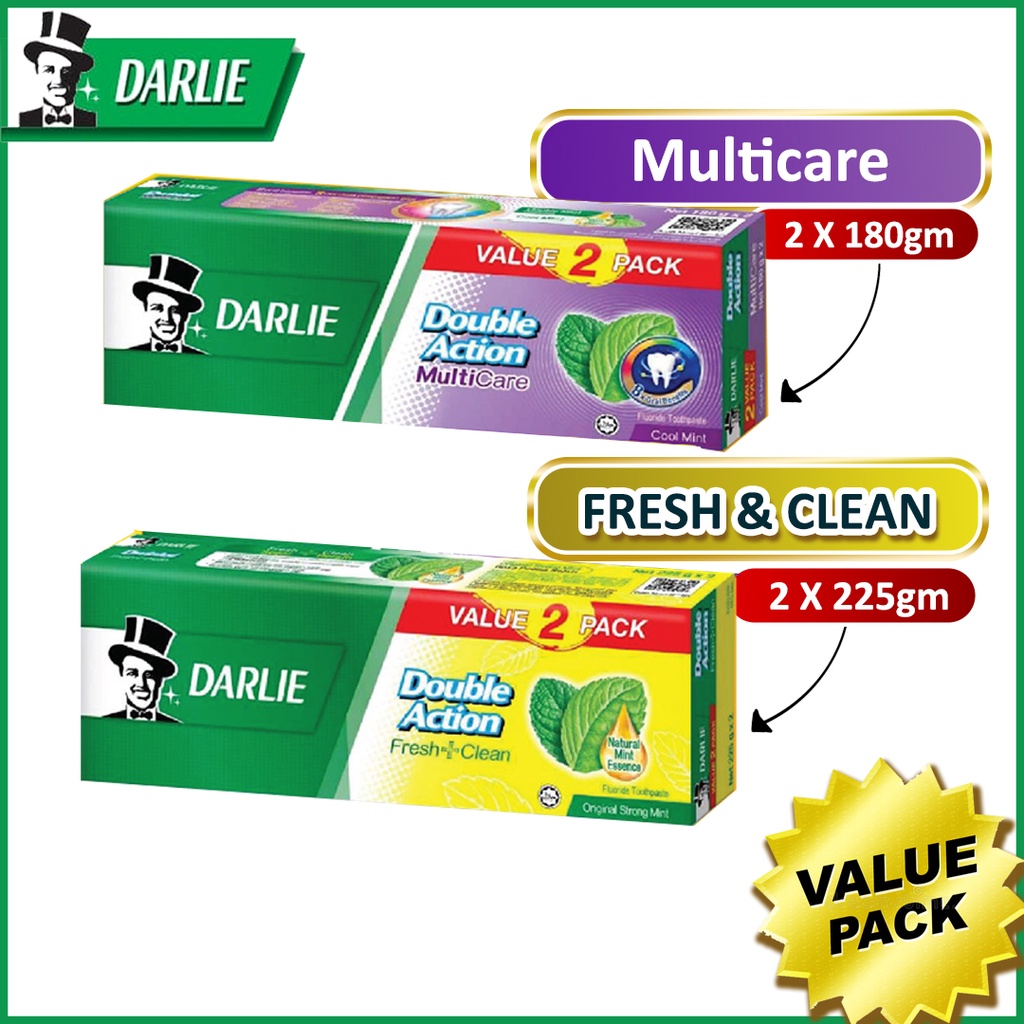 Darlie Double Action Value Pack Multicare/Fresh & Clean Toothpaste 2