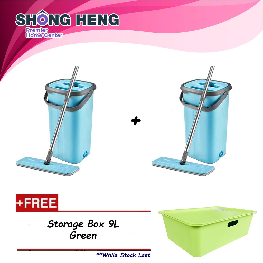 [FAST DELIVERY] Buy 2 free 1 - Microfiber Cloth Stainless Steel Scrape Squeeze Mop-LJI-001 Blue